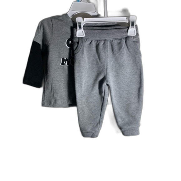 Garanimals Bundle 12M BLK WHT Gray / Olive Green Shirt & Pants (2) Set - Picture 3 of 6